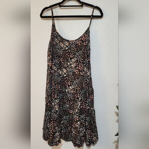 Wild fable, floral black, white, coral flowy dress, cami, size XXL